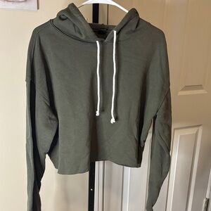 Wild Fable Olive Green Cropped Hoodie